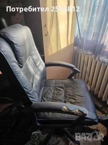 Кожен офис стол -черен, снимка 3 - Столове - 53844929