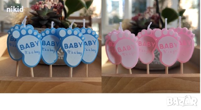 5 Свещи свещ крак It’s A Girl Boy краче крачета пита прощъпулник торта Рожден детско парти бебешко