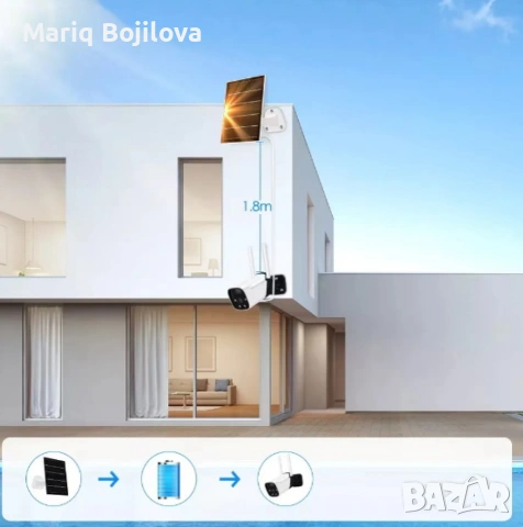 Камера с отделен соларен панел и датчик,4 диода,6MP,iCsee приложение, снимка 3 - Други - 53612420