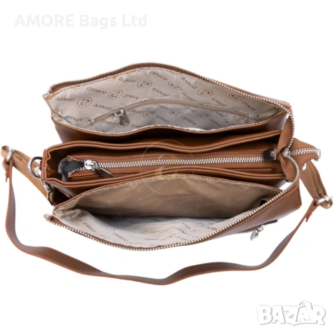 Ежедневна дамска чанта AMORE Ludovica - Tan & Dark Tan, снимка 3 - Чанти - 53585239