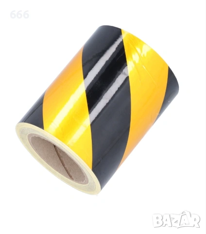 Светлоотразителна предупредителна маркировка, жълта и черна, 30 м x 14 см, PET материал, силно лепил, снимка 4 - Други стоки за дома - 53269063