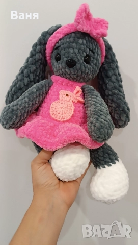 Ръчно плетено зайче, снимка 3 - Плюшени играчки - 51883402