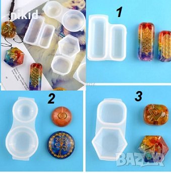 Двоен силиконов молд камък кръг правоъгълник шестоъгълник за смола бижу висулка колие шоколад гипс