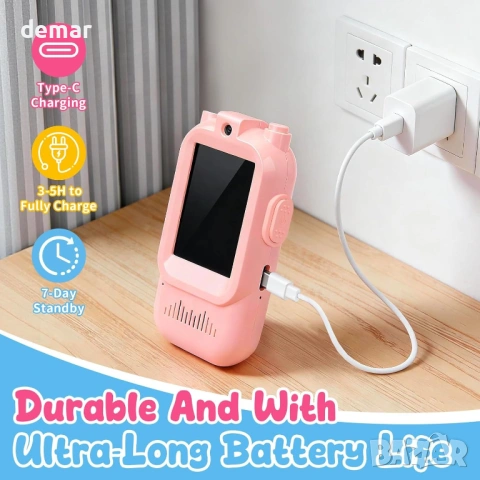 2 бр. видео уоки-токи за деца 3+ години, промяна на гласа, розово и синьо, снимка 6 - Образователни игри - 53607583