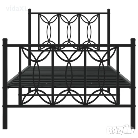 vidaXL Метална рамка за легло с горна и долна табла, черна, 90x200 см, снимка 4 - Спални и легла - 56147378