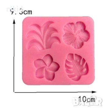малки цвете каркаде листо хаваи тропическо плумерия силиконов молд форма фондан украса декор торта, снимка 2 - Форми - 40371191