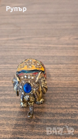 Бронзово слонче с емайли, снимка 3 - Декорация за дома - 53092601