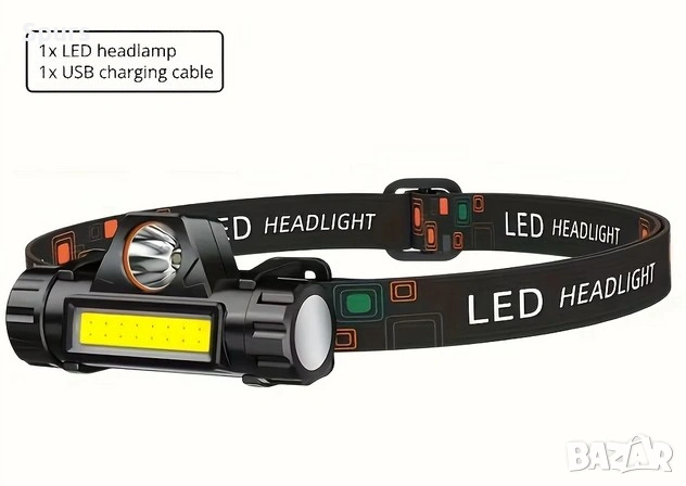 USB презареждаем LED челник с регулируем ъгъл и силна светлина