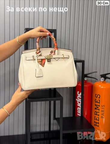 Hermes Birkin Луксозна Дамска Чанта С Декоративен Шал - Различни Цветове Код SEM-795, снимка 6 - Чанти - 56121497