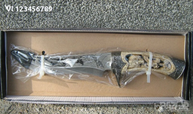 Колекцонерски ловен нож -180 / 310 - 5 модела ( Елен, Мечка, Вълк, Орел, Дракон), снимка 9 - Ножове - 53815444