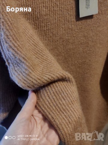 Seleted Femme дълъг пуловер рокля камел, снимка 7 - Блузи с дълъг ръкав и пуловери - 44351320