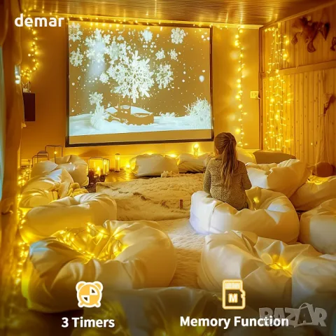 Auriostar 60m 600 LED лампички за коледно дърво с 8 режима/таймер/дистанционно, IP44, снимка 6 - Лед осветление - 47450690