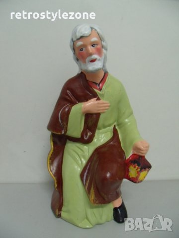 № 5939 стара керамична фигура   - размери - височина 23 см , основа 10,5 / 9,5 см , снимка 5 - Други ценни предмети - 35691838