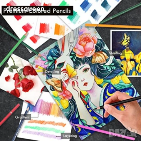 4814 Професионален комплект маслени моливи (180 цвята)  Наситени пигменти и удобни пластмасови тави, снимка 2 - Рисуване и оцветяване - 53727212