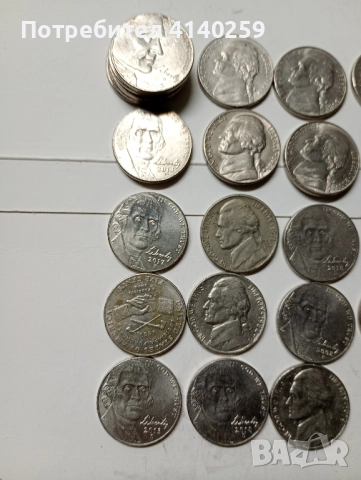 САЩ МОНЕТИ ЛОТ 5 ЦЕНТА 1970 2019 г , снимка 3 - Нумизматика и бонистика - 52409603