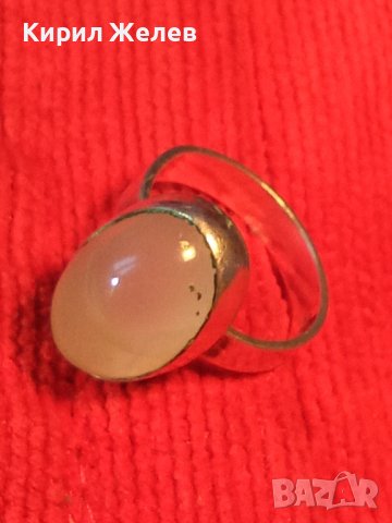 СРЕБЪРЕН СКЪПОЦЕНЕН АР ДЕКО СТИЛ ПРЪСТЕН СРЕБРО 925 АНГЛИЯ с ШЛИФОВАН ЛУНЕН КАМЪК 27237, снимка 4 - Пръстени - 36848371