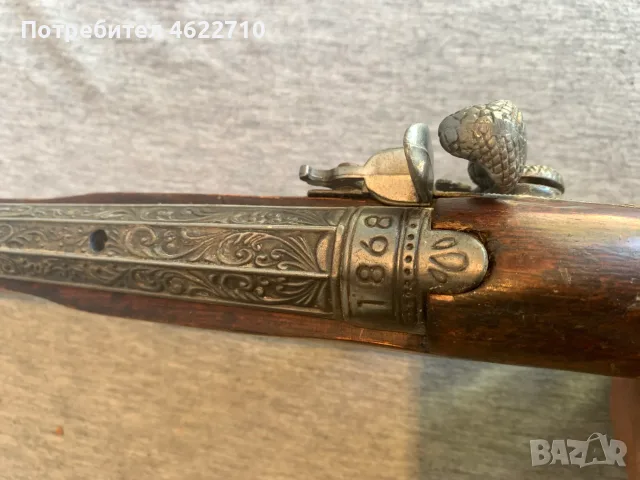 Декоративен пистолет с орнаменти 1868, снимка 5 - Антикварни и старинни предмети - 56158265