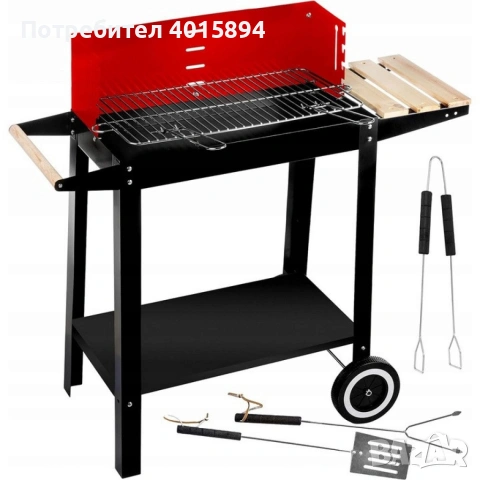 Градинско барбекю на колела, емайлирана стомана, 4 степени + Подарък 3 прибора, снимка 6 - Барбекюта - 53408718