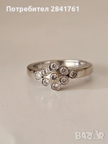 Златен пръстен бяло злато 14К проба 585 