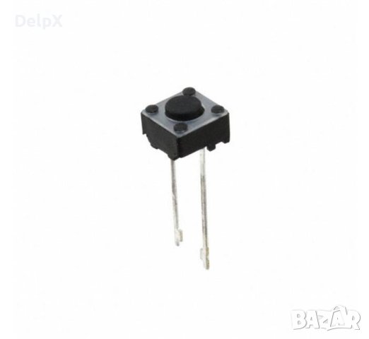 Малък бутон 2pin 6x6x7mm незадържащ НО черен 12V 0,05A H=3,5mm, снимка 1