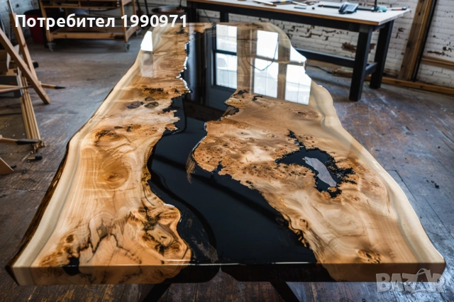 Маса от уникален дървен материал и смола ръчка изработка по поръчка, снимка 6 - Маси - 53729126