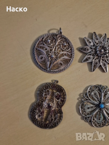 колие медальон висулка филиграм сребро 4 броя, снимка 11 - Колиета, медальони, синджири - 52002034