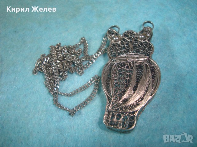 ПОСРЕБРЕН БУХАЛ ФИЛИГРАНЕН със ЗДРАВО СИНДЖИРЧЕ ФИГУРАЛЕН АРТ ДЕКО МЕДАЛЬОН БЛАГОРОДНА СТОМАНА 25560, снимка 7 - Колиета, медальони, синджири - 35679503