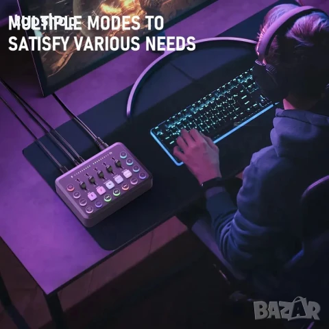 Звукова, саунд карта Facmogu F11 аудио миксер за поточно предаване, XLR, DJ миксерни ефекти, 48V, снимка 3 - Еквалайзери - 50494970