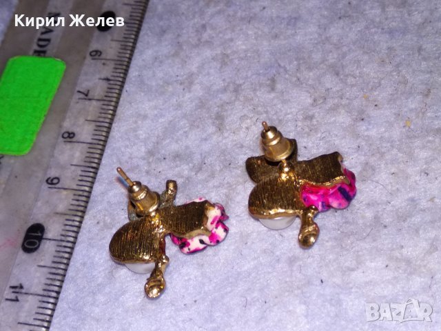 ПРЕКРАСНИ ФЛОРАЛНИ ПОЗЛАТЕНИ ПЕРЛЕНИ ЕМАЙЛИРАНИ АРТ НУВО ОБЕЦИ - РОЗИ от БЛАГОРОДНА СТОМАНА 10867, снимка 2 - Обеци - 41483960