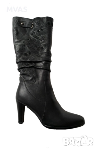 Нови естествена кожа дамски зимни ботуши на ток с естествен пух пълнеж 38 39 размер, снимка 2 - Дамски ботуши - 51879486