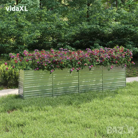 vidaXL Повдигната градинска леха, 320x40x77 см, стомана, сребриста, снимка 2 - Саксии и кашпи - 56146605