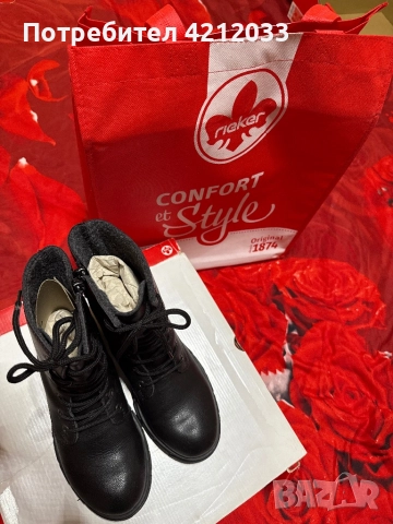 Боти от естествена кожа Rieker, снимка 3 - Дамски боти - 52595200