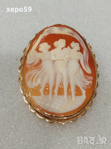 Прекрасен златен викториански медальон(камея)Три грации,злато375., снимка 8 - Колиета, медальони, синджири - 53479234