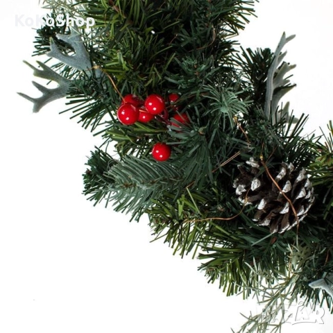 Светещ коледен венец 50 см./коледен венец с LED светлини/венец за коледна украса, снимка 3 - Декорация за дома - 52445821