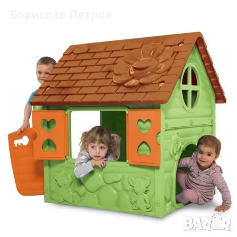 Детска градинска къщичка – Зелена къща за игра на открито и закрито с отваряеми врати и прозорци, снимка 6 - Други - 55971926