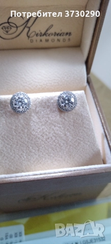 Бяло злато 18к, снимка 2 - Обеци - 52600682