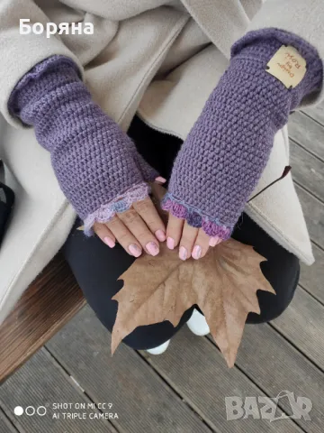 Handmade дамски ръкавици без пръсти с лого, снимка 7 - Ръкавици - 49680236