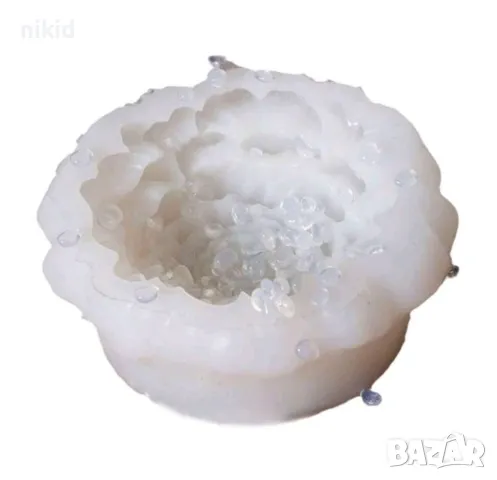 3d Божур многолистен едро цвете силиконов молд форма фондан смола шоколад гипс свещ декор, снимка 5 - Форми - 50247966