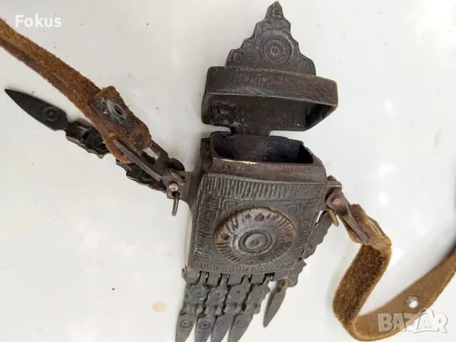 Стара бронзова кутийка барутница паласка за капси - Евзи, снимка 3 - Антикварни и старинни предмети - 56167995