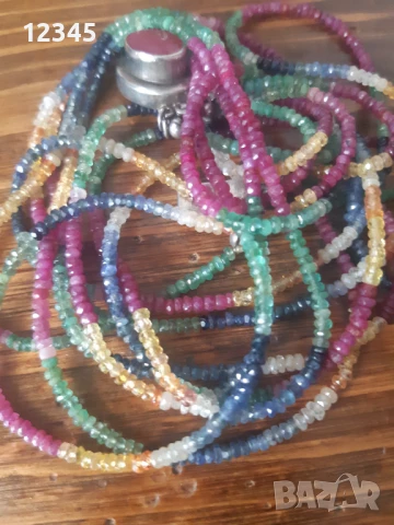 Огърлица естествени камъни,  сребърна закопчалка- рубин