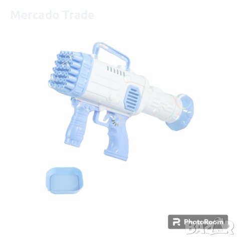 Пистолет Mercado Trade, За сапунени балончета, 32 дупки, Базука, Син, снимка 2 - Електрически играчки - 41530647