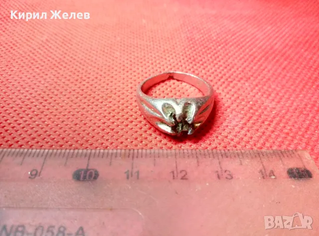 СТАР ПОСРЕБРЕН МЕДЕН ПРЪСТЕН с ГНЕЗДО За МОНТИРАНЕ на СКЪП КАМЪК 47421, снимка 3 - Пръстени - 47282681