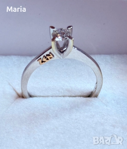 Дамски пръстен бяло злато и диамант