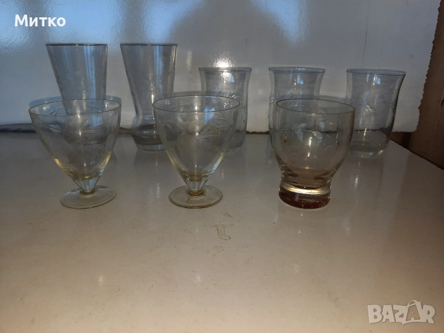 Ретро тънкостенни стъклени чаши за вода и алкохол, снимка 13 - Колекции - 52857126