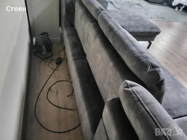 Голям сив П образен ъглов диван от плат с ел. лежанка "LS701521", снимка 7 - Дивани и мека мебел - 48307318