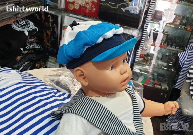 Нова бебешка моряшка шапка тип LACOSTE с козирка, от 6 месеца до 2 години