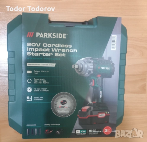  Ударен гайковерт Parkside с батерия и зарядно, снимка 2 - Винтоверти - 53356671