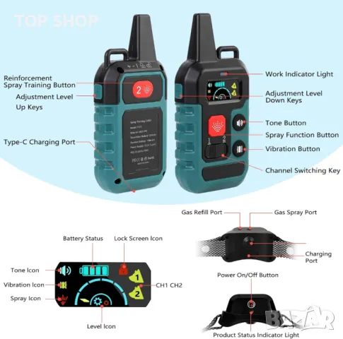 No Shock Safe Нашийник против лай за обучение на кучета с дистанционно управление 300 м обхват, снимка 9 - За кучета - 49785484