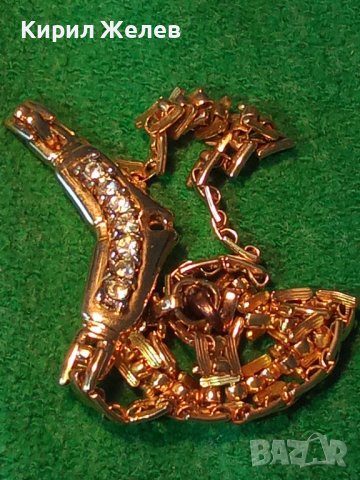 ПОЗЛАТЕНО БРОНЗОВО ВИНТИДЖ РЕТРО АРТ КОЛИЕ с ИНКРУСТИРАНИ ЦИРКОНИ 20497, снимка 3 - Колиета, медальони, синджири - 33846833