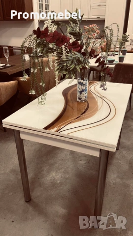 Трапезна маса Кафяви вълни 110, снимка 2 - Маси - 53645866